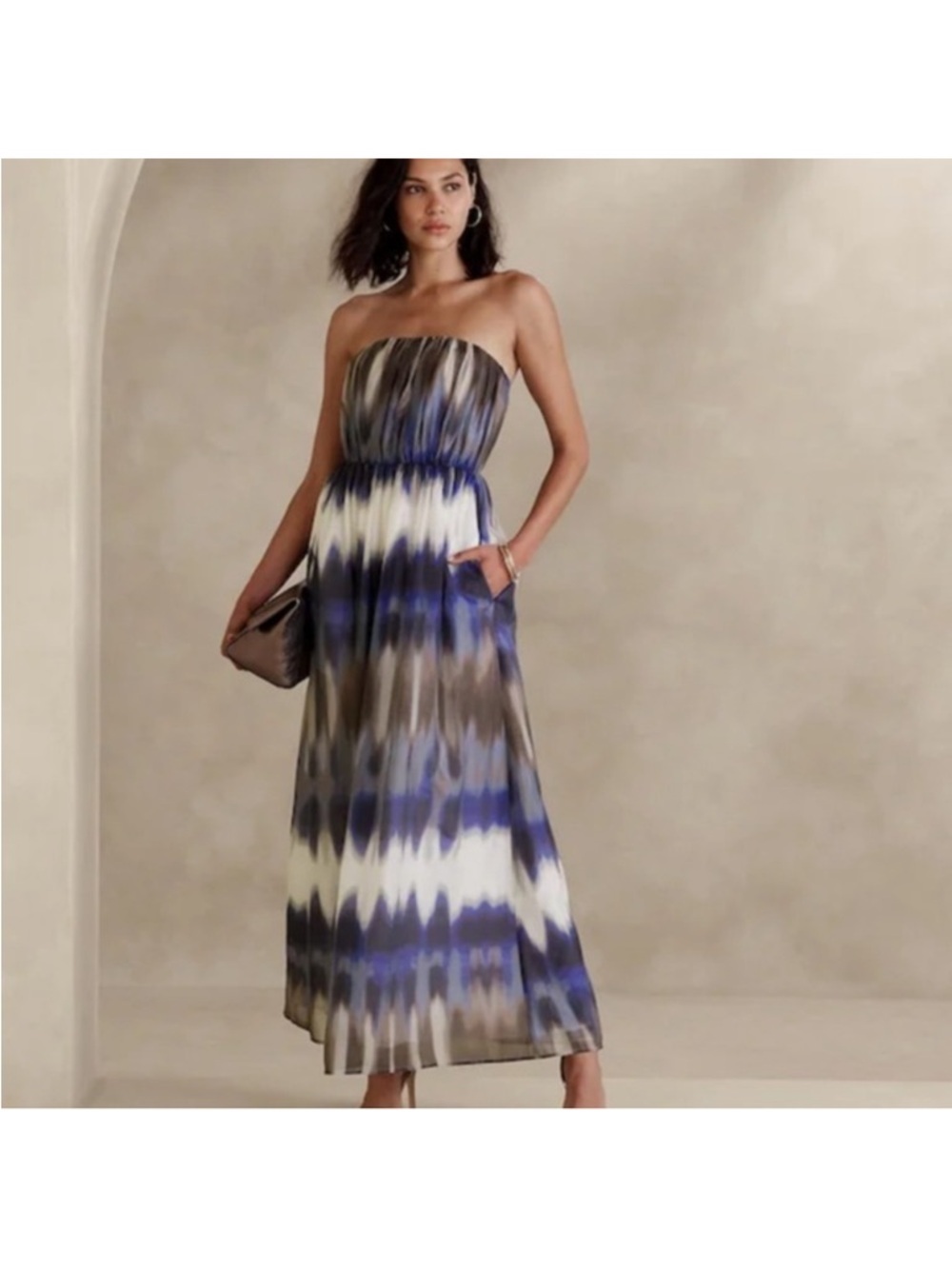 Banana Republic Maxi Strapless Tie Dye Dress